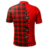 Wallace Hunting Red Tartan Polo Shirt - Lion Rampant And Celtic Thistle Style